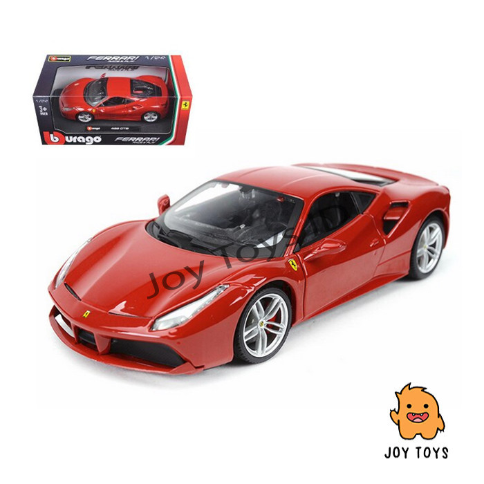 HOT SALE Diecast Bburago Mobil Ferrari 488 GTB Merah / Kuning Skala 1:24
