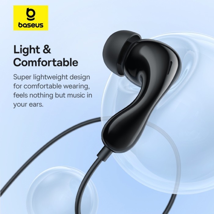 Baseus Headset Encok HZ20 Hi Res Dynamic Sound Jack Audio 3.5mm Wired Earphone Handsfree Kabel Ori