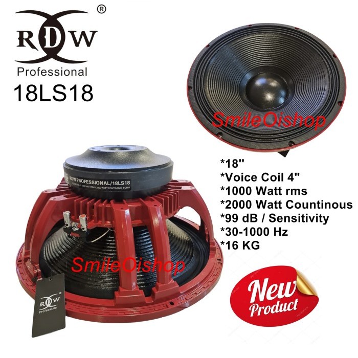 Speaker RDW 18LS18 1000W rms 2000W Countinous Speaker Component 18 Inc Terbaru Berkualitas
