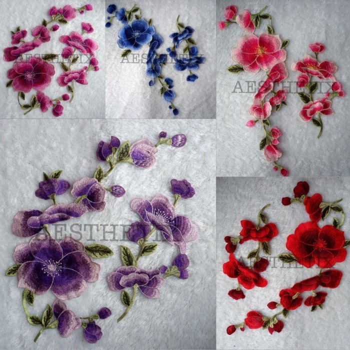 HOT SALE Sakura Patch Bordir Renda Aplikasi Bordiran Bunga Embroidery