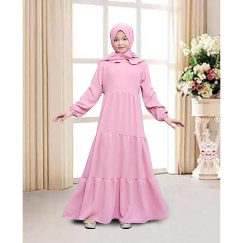 Baju Gamis Anak Perempuan Umur 12 - 14 Tahun Remaja Syari Polos Chaca Wijayantikashop5