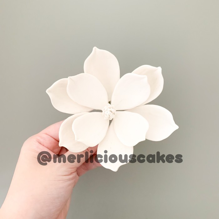 

*#*#*#*#] Magnolia White Putih Bunga Gumpaste Flower Cake Kue Topper