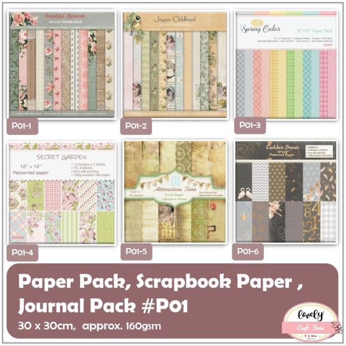 

P01 30x30cm 24pcs/set Paper Pack Scrapbook paper bujo jurnal origami