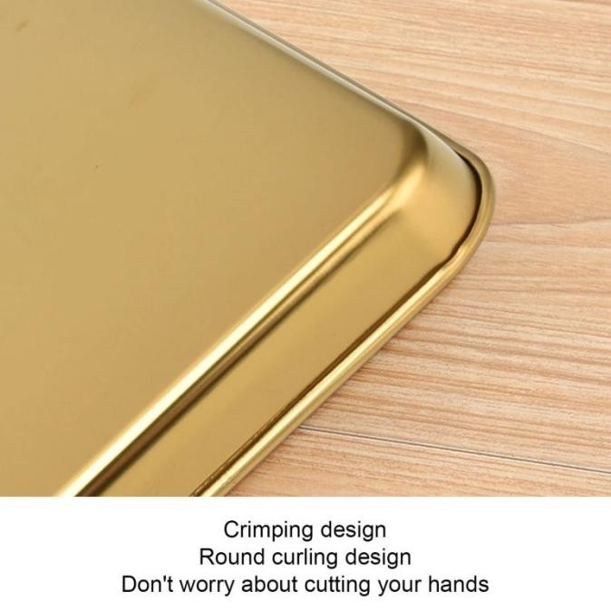 SERVING TRAY STAINLESS NAMPAN EMAS AESTHETIC NAMPAN GOLD MULTIFUNGSI