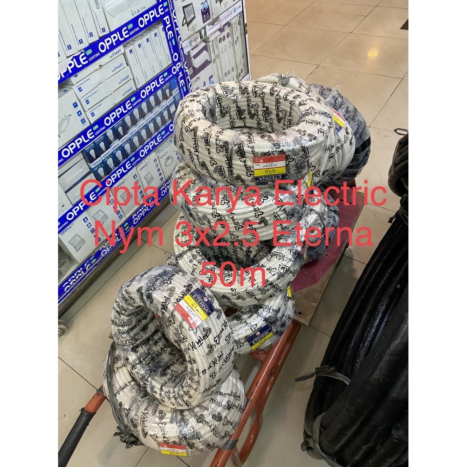 Kabel Nym 3X2.5 Eterna / 3X2,5 Eterna 50M Engkel Putih / Eterna 3X2.5