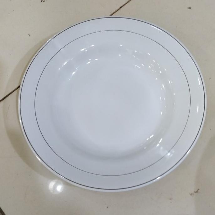 Termantab] piring keramik putih piring makan cantik lis emas 8 "