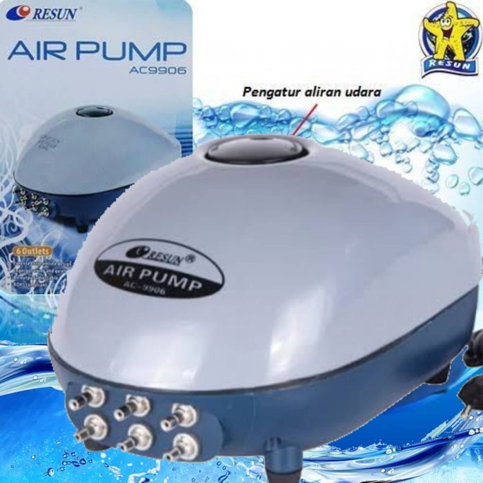 TERBARU Pompa udara aerator air pump aquarium silent 6 lubang Resun AC 9906