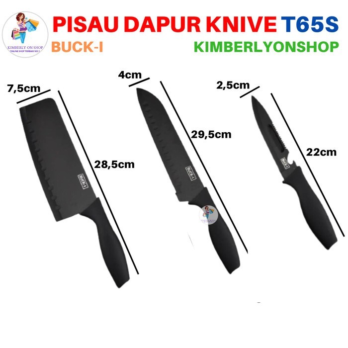 KOMPLIT KIMBERLYONSHOP PISAU DAPUR SET 5IN1 KNIFE STAINLESS BUCK I KODE 1352