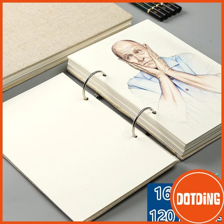 

COD [COD] Retro Spiral Sketchbook buku gambar sketsa 60 lembar Linen Hardcover 120 Pages 160GSM Refillable Notebook for Art Supplies Watercolor Drwaing ter-46