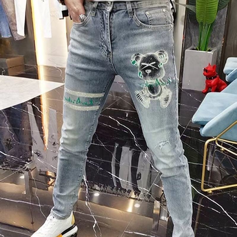 Celana Jeans Pria KW  Celana Skinny Slim Fit Berlian Imitasi