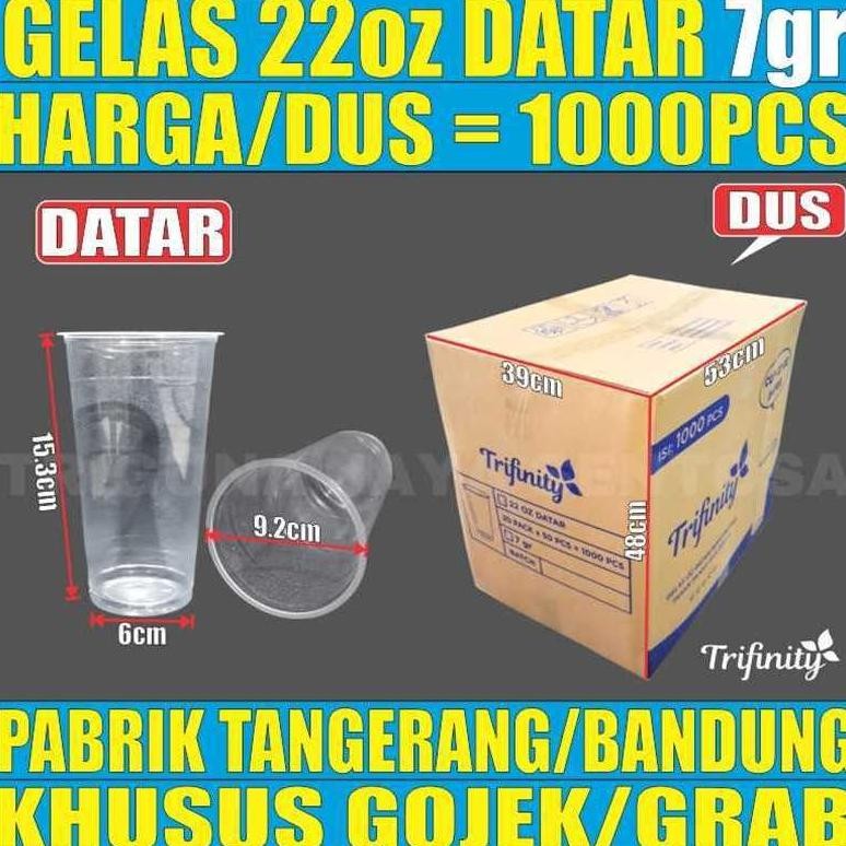 Gelas oz Rata 22oz Datar Cup Plastik Per Dus Murah GJK