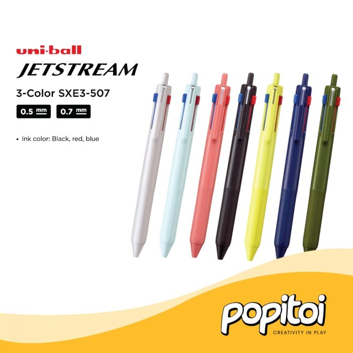 

TERBARU UNI BALL JETSTREAM 3 COLOR SXE3-507 0.5 0.7 MM BALLPOINT PEN UNIBALL KODE 450