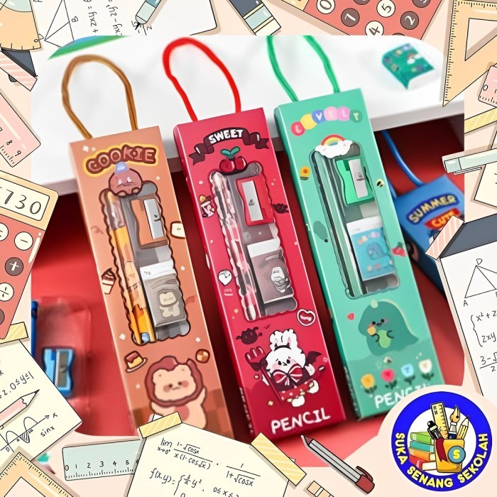 

5Pcs Set Alat Tulis Pensil Motif Kartun Lucu S8021