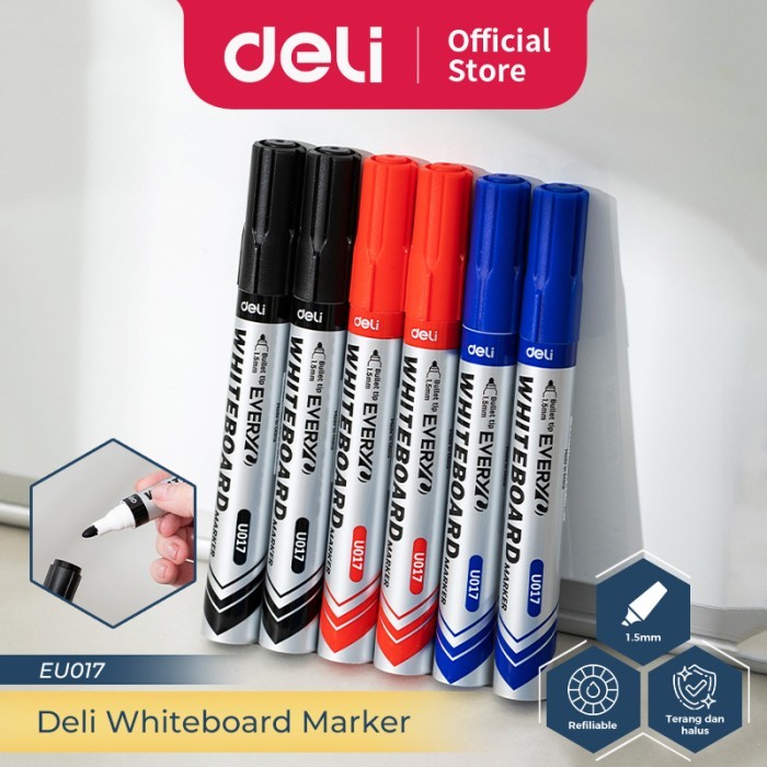 

TERBARU DELI WHITEBOARD MARKER/SPIDOL PAPAN TULIS 1 PCS TIP 1.5 MM EU017 KODE 626