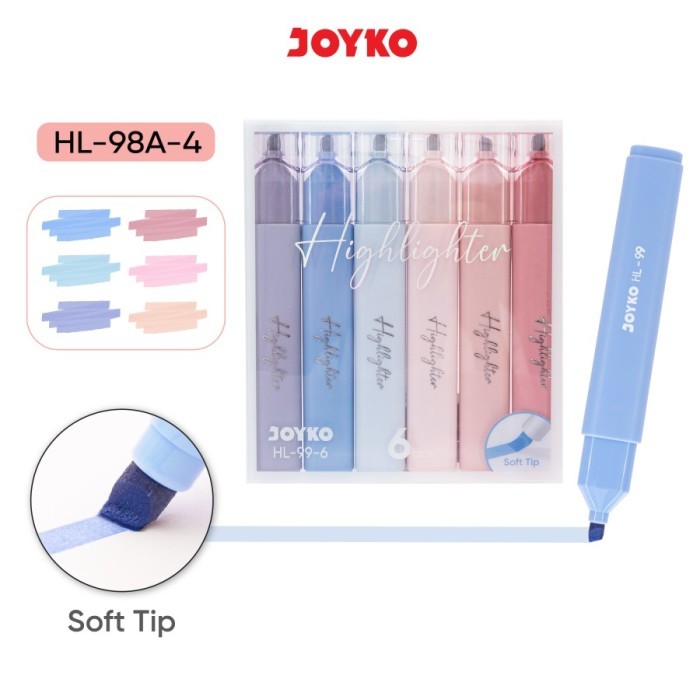 

BERKUALITAS HIGHLIGHTER JOYKO HL-99 1 SET 6 WARNA PENANDA BERWARNA SOFT TIP PASTEL KODE 172