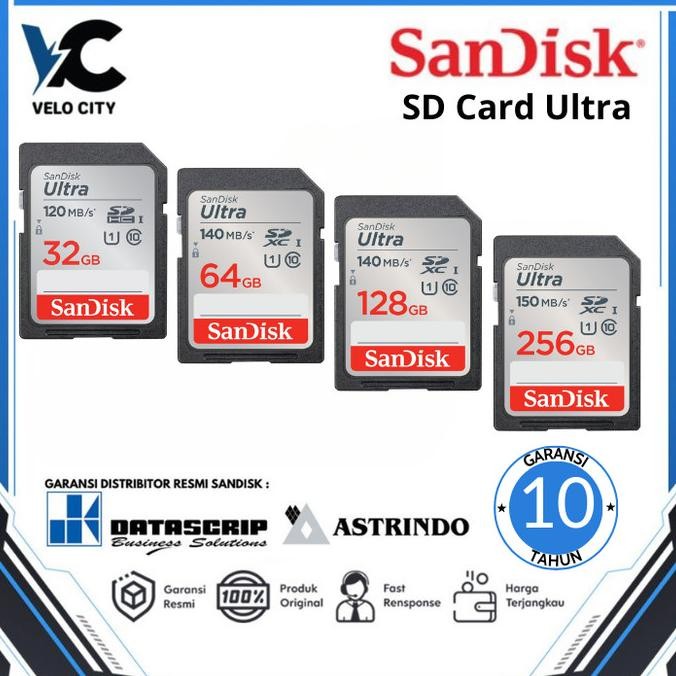 Produk Baru Memory Card Sandisk 32GB 64GB 128GB 256GB SD Card memori camera