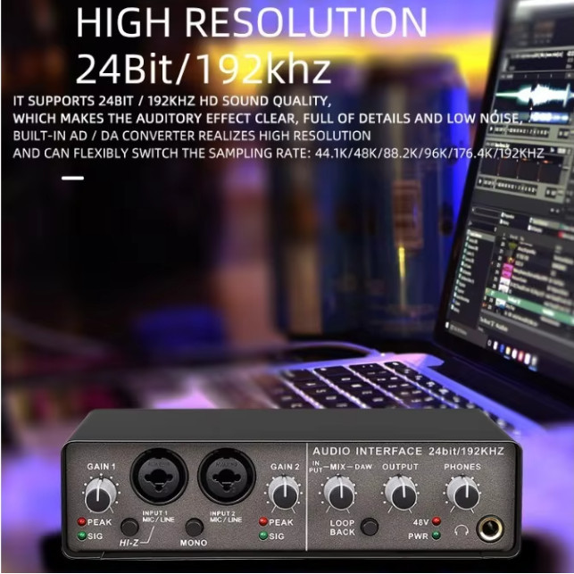 Q24 SoundCard Audio Interface Recording Preamp USB Music & Alat Gitar Elektrik Piano dsb sound card