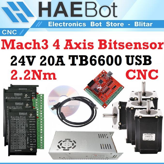 [EBS] Paket CNC 4 Mach3 4Axis USB TB6600 Nema 23 2.2Nm Stepper Milling