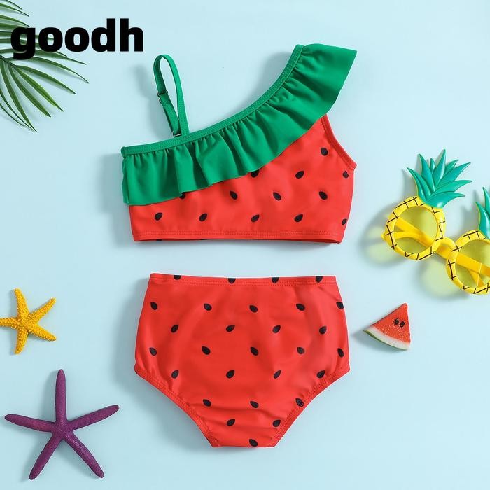 Bikini renang bayi import 18bulan-7tahun Swimsuit import Anak-Anak Lengan Merah Perempuan