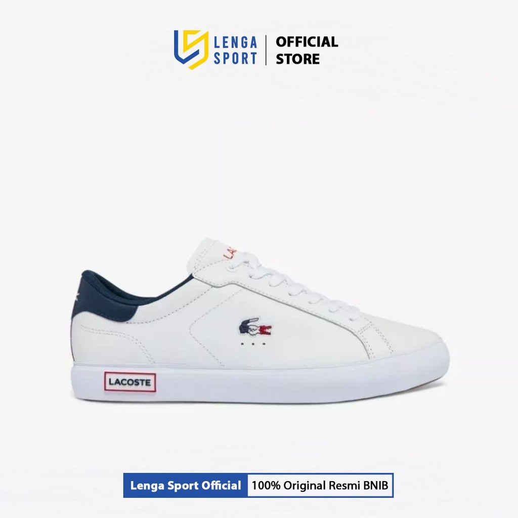 Sepatu Sneakers Pria Lacoste Powercourt - White/Navy (743SMA0034407) ORIGINAL