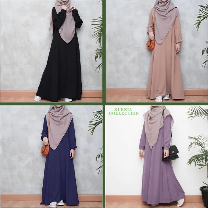 Baju Wanita Muslim Gamis Syari Dres Abaya Polos Original