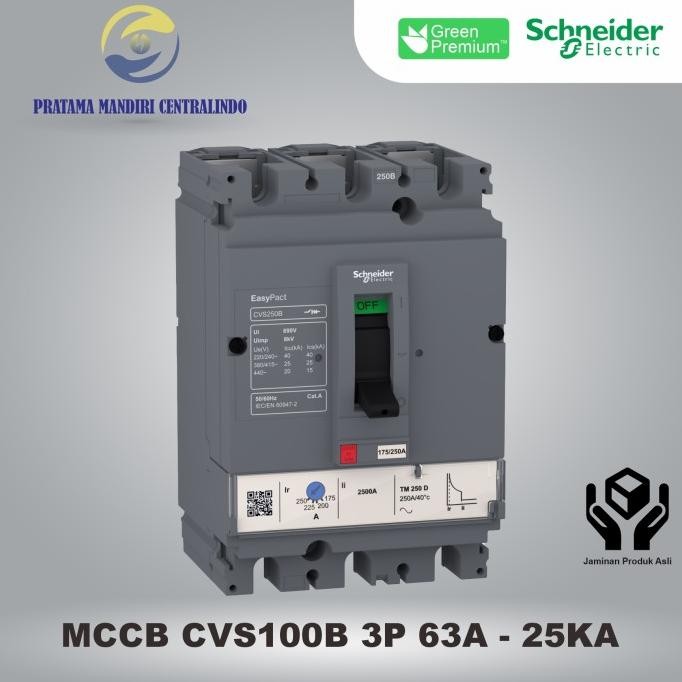 Diskon Mccb 3P 63A Cvs100B Schneider 3 Phase 63 Ampere - 25Ka Lv510305