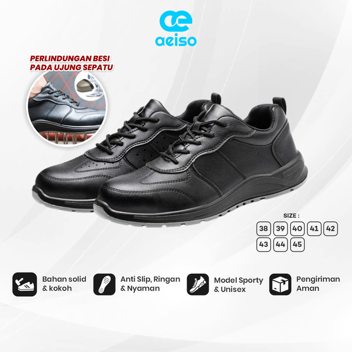 Sepatu Safety shoes pria Aeiso V8 waterproof ujung besi