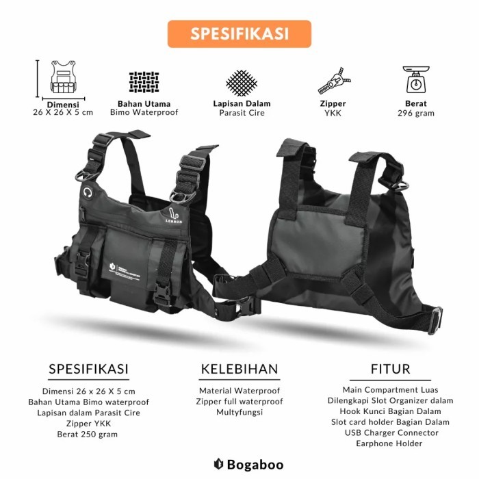 PROMO tas dada chest bag vest pack Waterproof lerron tas berkendara motor bogaboo tas dada chest