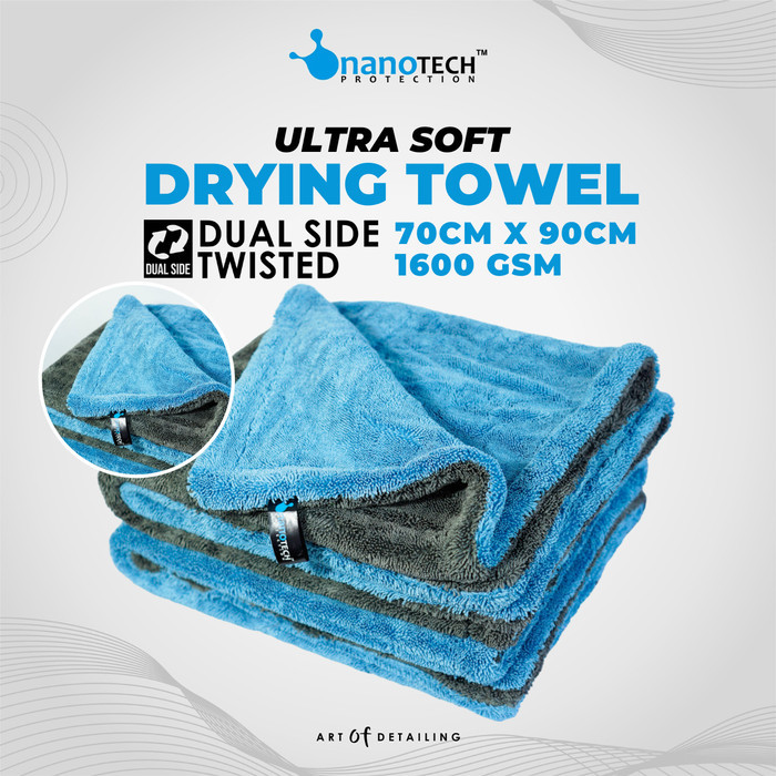 TERLARIS DRYING TOWEL 1600GSM 90X70 DUAL SIDE TWISTED - MICROFIBER HANDUK MOBIL