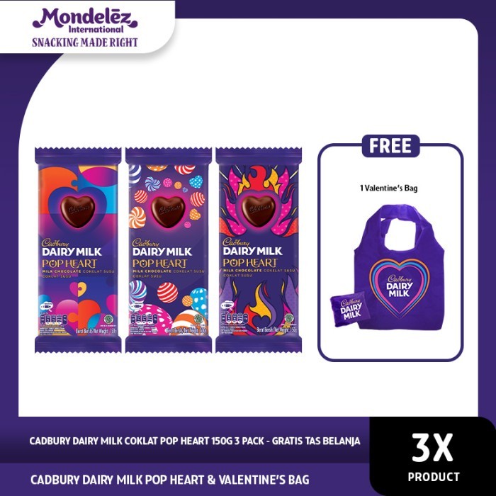 

Ready Cadbury Dairy Milk Coklat Pop Heart 150g 3 Pack - Gratis Tas Belanja