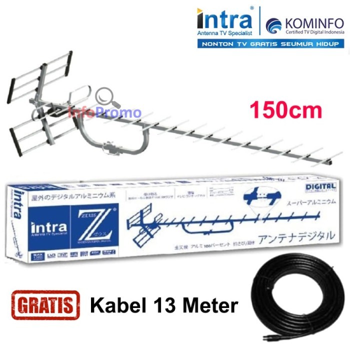 Antena Tv Digital Outdoor Intra Zeus Support STB Kabel 13 M Original
