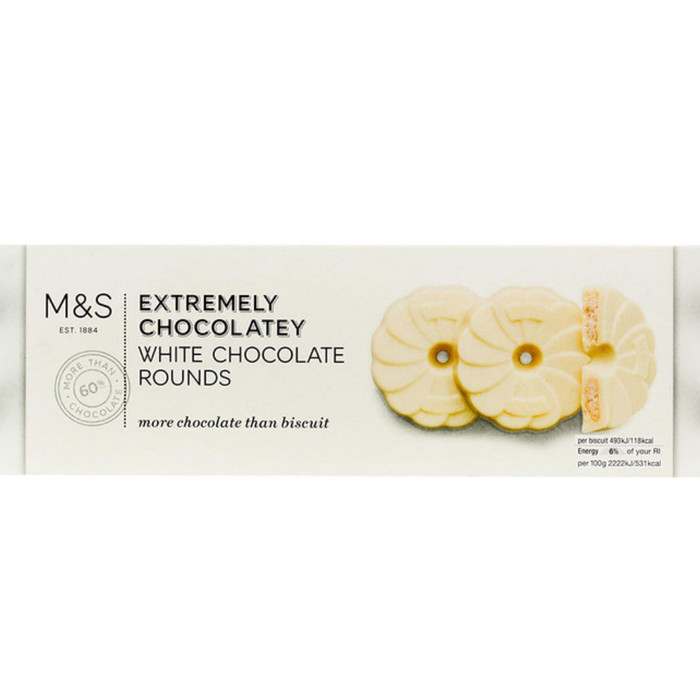 

Ready Marks & Spencer Extremely Chocolatey White Chocolate Rounds Cokelat