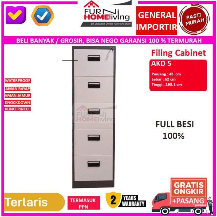 

Promo Filling Cabinet Besi 5 Laci / 5 Susun Akd5
