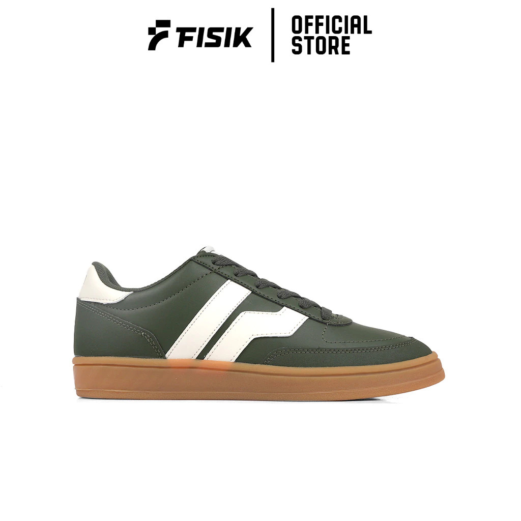 PIERO SEPATU SNEAKERS PRIA COURT DERBY BIG LOGO OLIVE WHITE GUM PIE1000153