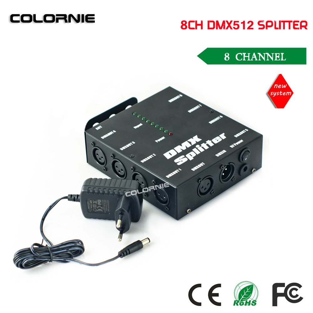 WYU HOT Sale 8 Channel DMX Splitter Stage Lights DMX512 Signal Amplifier Splitter 8 way DMX Distribu