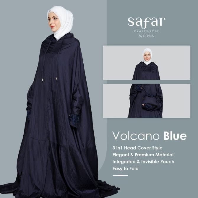 Spesial Mukena Dewasa - Mukena Safar Volcano Blue By Gumun, Mukena Travel