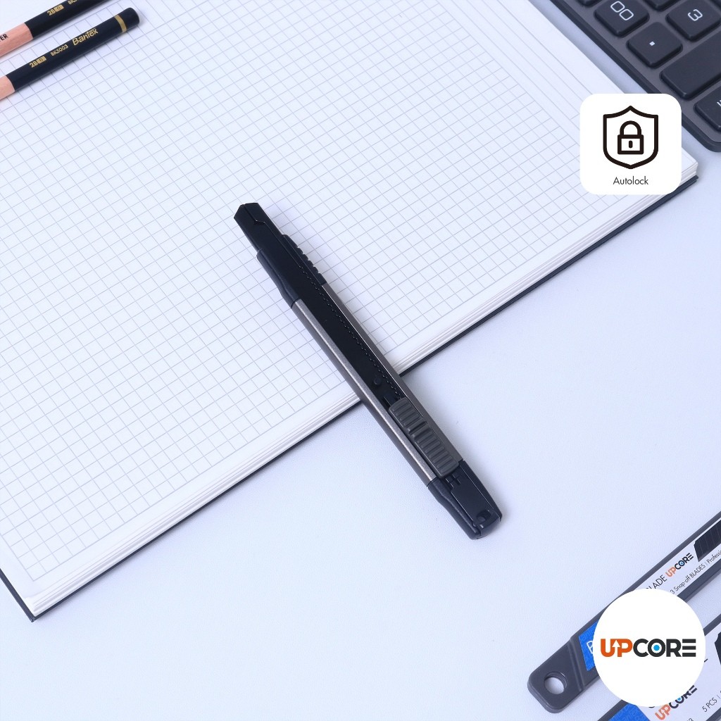 

[Avjaya Stationery] Bantex Cutter Pisau Kecil Pemotong Kertas Premium Baja Warna Hitam Body Aluminium AutoLock BD5162