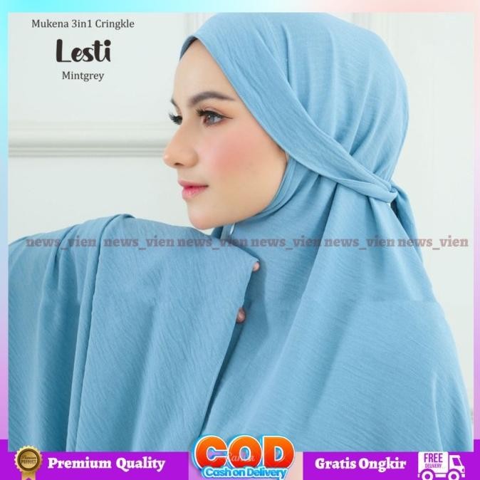 Terjangkau Mukenah Dewasa Katun Crincle Adem Mukena 3In 1 Jumbo Warna Hitam Polos