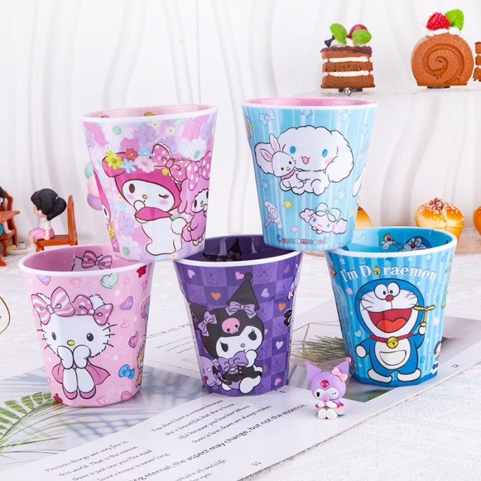 Gelas Melamin Anak Lucu Karakter Melody Cinnamoroll Doraemon Pochacco
