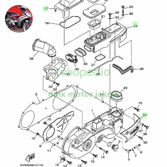 COVER CVT MIO SPORTY ORIGINAL YAMAHA