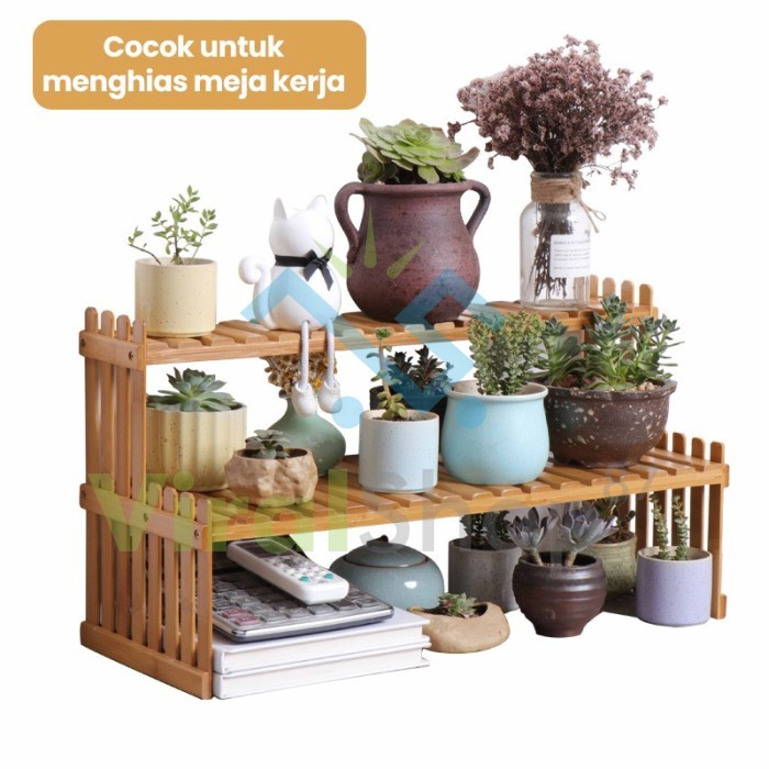 Rak Pot Bunga Palsu Susun Standing Hiasan Rak Tanaman Meja Minimalis