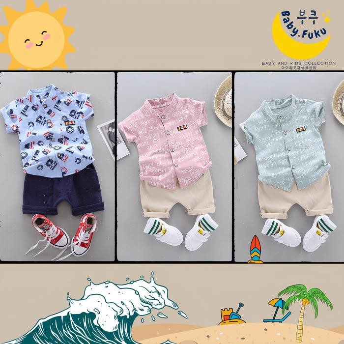 Setelan Kemeja Anak Cowok (1-4Tahun) Asli Premium Quality Bayi Katun Parsel Perempuan Laki-Laki