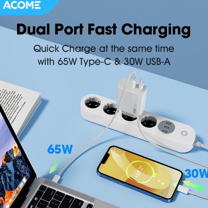 Promo Acome Bundling Charger Gan 65W Fast Charging (Acg65) + Kabel Data