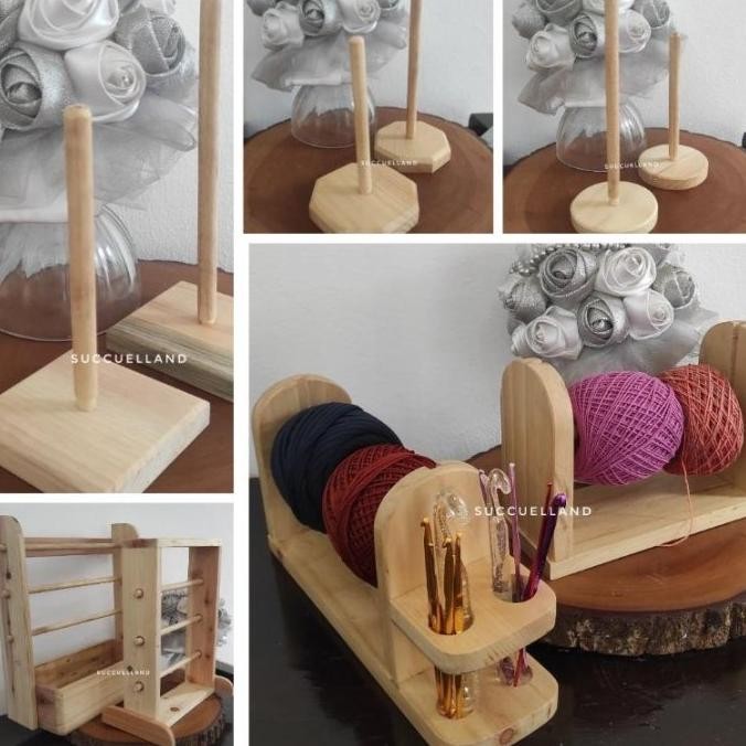 

Grosir Yarn Holder Stand | Benang Hakpen Kayu | Ribbon Wood Holder | Tempat