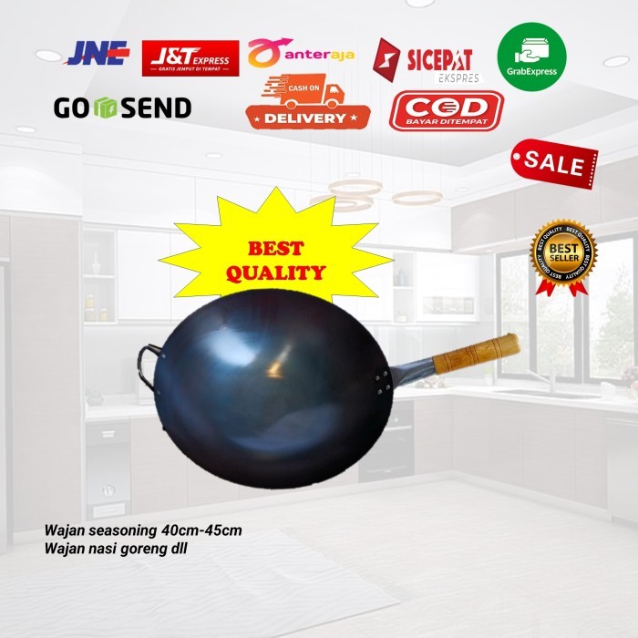 WOK/WAJAN/KWALI BAJA HITAM IMPORT SEASONING / WAJAN NASI GORENG 40/45