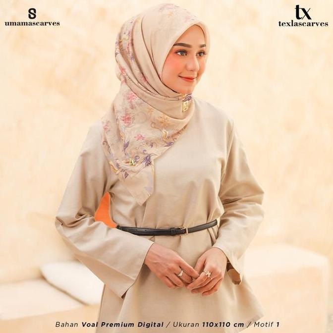 Terjangkau Hijab Digital Box Umama Scraves/ Kerudung Segi 4 Mewah / Hijab Segi 4 Motif Umama Logo