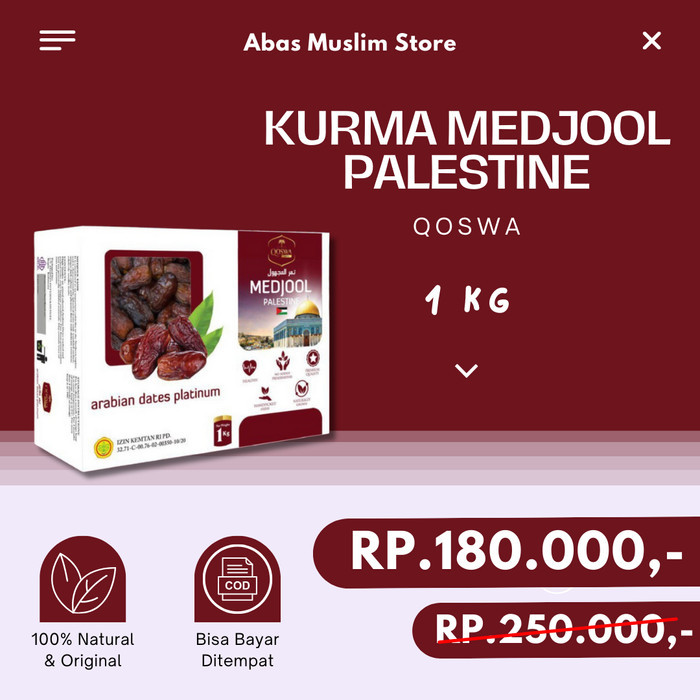 

Kurma Medjool 1 Kg Al Madinah Qoswa Korma Medjol Premium Arabian Dates