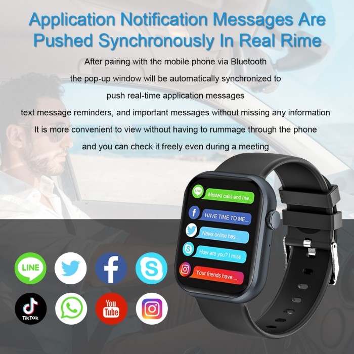 BIDEN SmartWatch 183 inch Bluetooth Call Jam Tangan Calculator Custom Wallr Smart Watch IP67