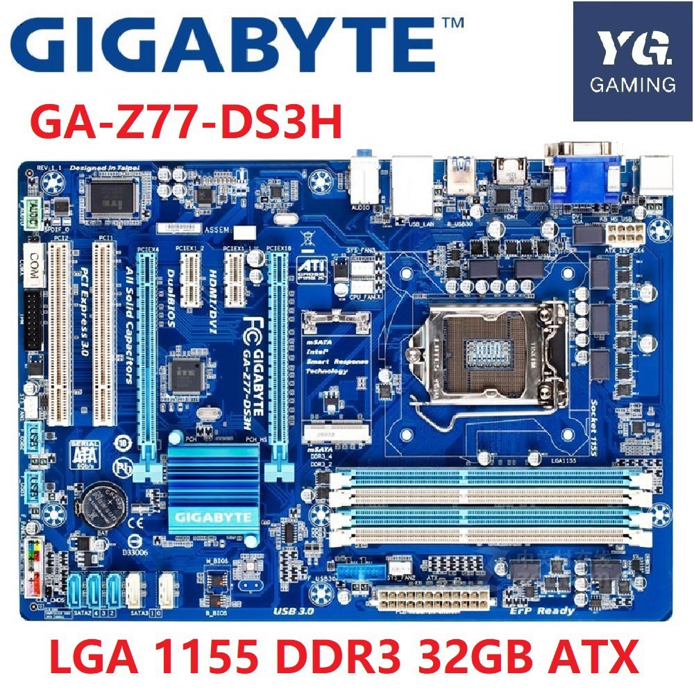 Motherboard Desktop GIGABYTE GA-Z77-DS3H Soket Z77 LGA 1155 DDR3 32G ATX Mainboard Bekas Asli |6zM8i
