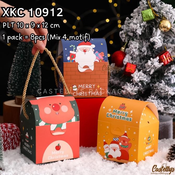 

~^~^~^] 8pcs Kotak Souvenir Hadiah XKC 10912 Cookies Permen Snack Natal Christmas